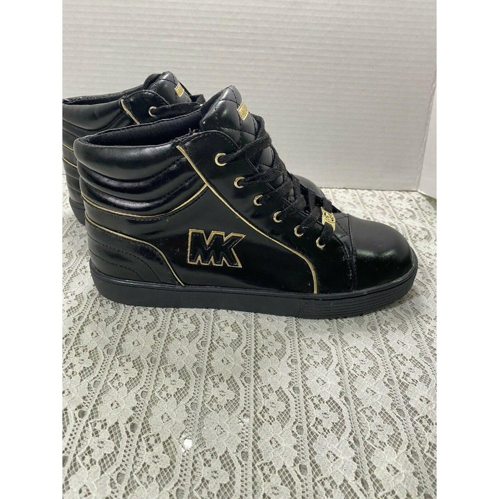 Michael KORS JUNIORS Girls Sz 5 Black Gold High tops